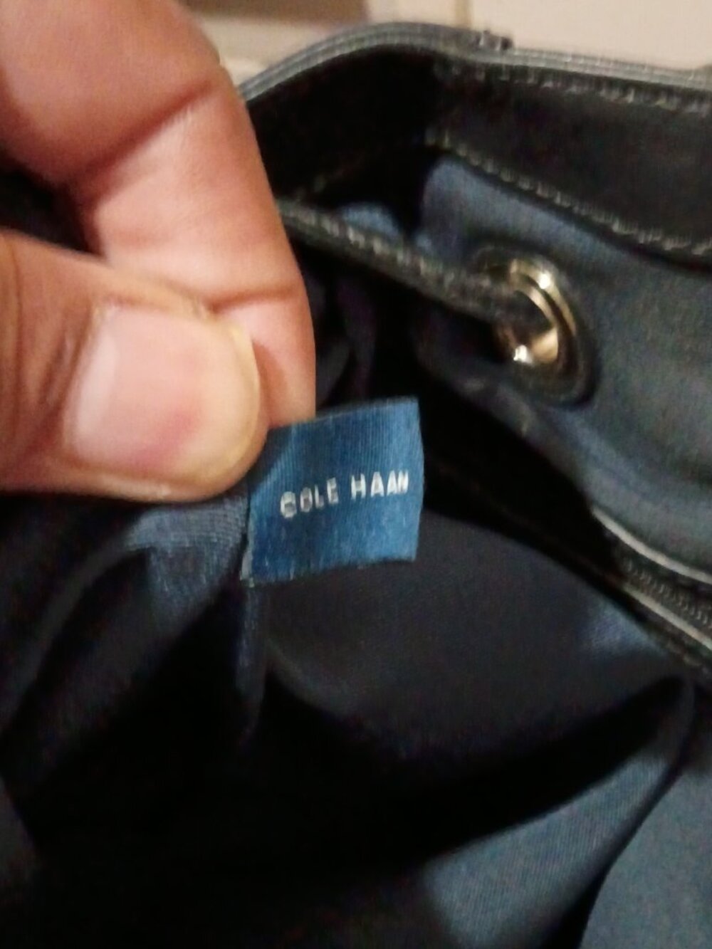 Cole Haan Large “Reilly” Summer Night Black Leather Tassel Tote Handbag Bag - Picture 14 of 16
